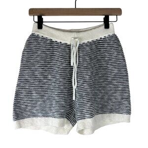 Heartloom Black White Striped Knit Pull On Sweater Shorts